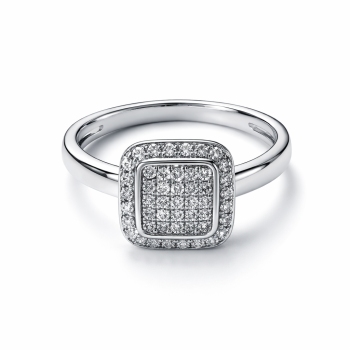 925 Sterling Silber Ring mit Zirkonia – Eleganter Damen Silberring Pavé Quadrat Rhodiniert